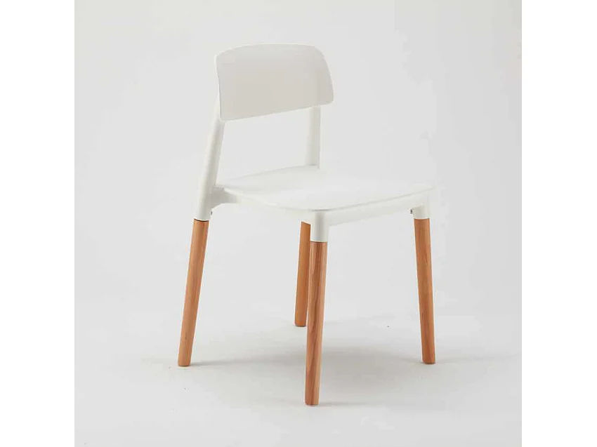 Table Ronde Noire 70x70 et 2 Chaises Colorées Bar Café Barcellona Cosmopolitan - Blanc