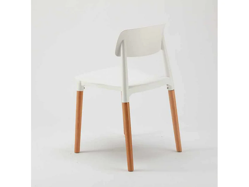 Table Ronde Noire 70x70 et 2 Chaises Colorées Bar Café Barcellona Cosmopolitan - Blanc