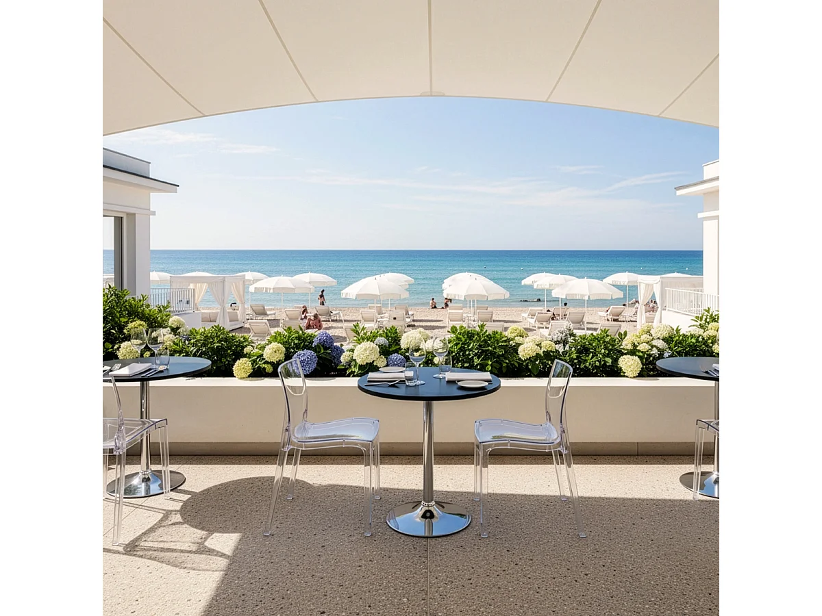 Table Ronde Noire 70x70cm Avec 2 Chaises Colorées Grand Soleil Set Intérieur Bar Café Femme Fatale Ghost - Transparent
