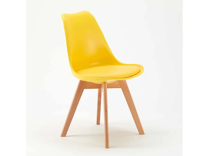 Mesa Cuadrada Negra Con 2 Sillas De Colores Interior Bar Nordica Mojito - Amarillo