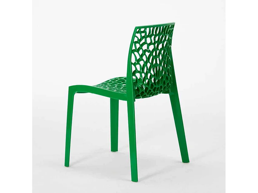 Table Ronde Noire 70x70cm Avec 2 Chaises Colorées Grand Soleil Set Intérieur Bar Café Gruvyer Cosmopolitan - Vert