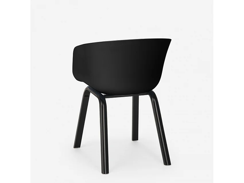 juego mesa comedor cuadrada 80 x 80 cm 4 sillas diseño moderno krust - Negro