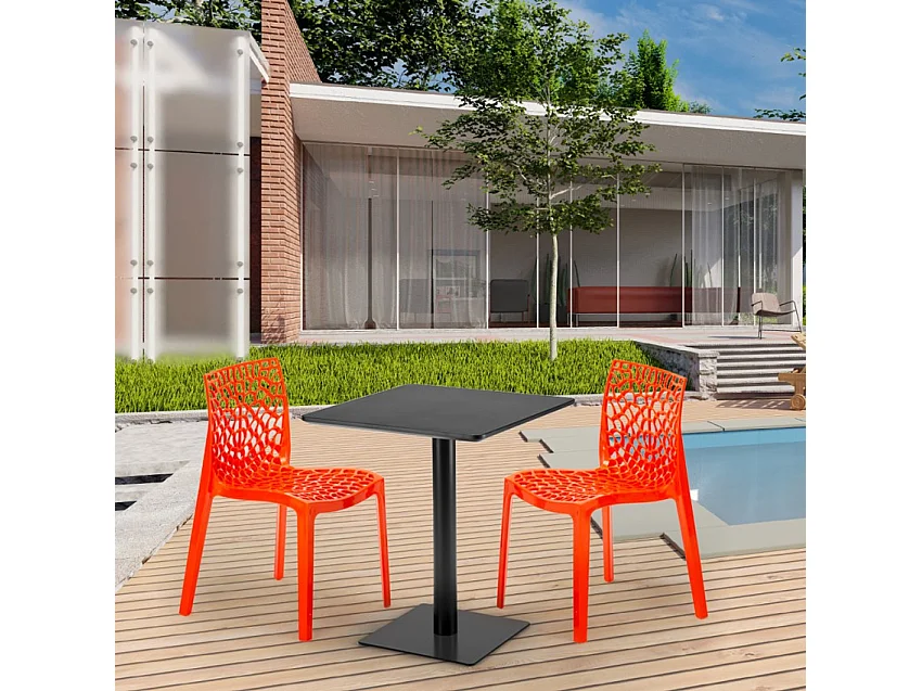Mesa Cuadrada Negra 60x60 cm con 2 Sillas De Colores Gruvyer Licorice