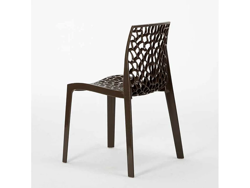 Table Ronde Noire 70x70cm Avec 2 Chaises Colorées Grand Soleil Set Intérieur Bar Café Gruvyer Cosmopolitan - Marron
