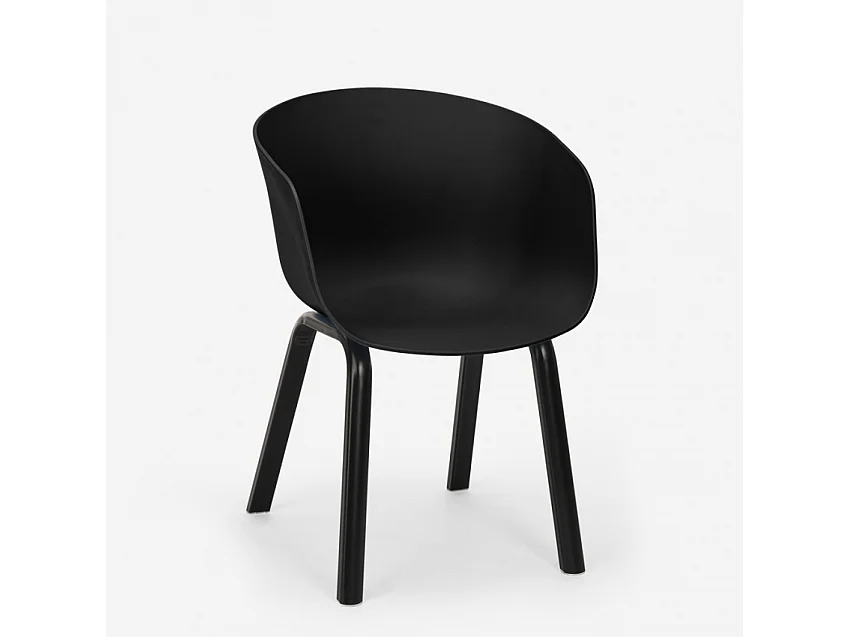 Juego 4 sillas polipropileno metal mesa 80 x 80 cm cuadrada Krust Light - Negro