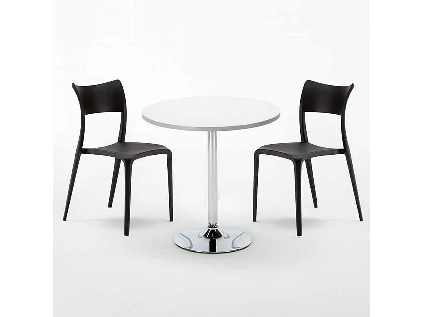 Mesa Redonda Blanca Con 2 Sillas De Colores Interior Bar Parisienne Long Island - Negro