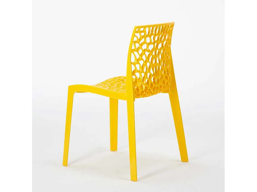 Table Ronde Noire 70x70cm Avec 2 Chaises Colorées Grand Soleil Set Intérieur Bar Café Gruvyer Cosmopolitan - Jaune