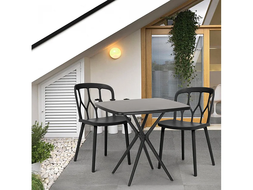 Juego mesa cuadrada negro 70 x 70 cm 2 sillas exterior diseño Saiku Dark - Rojo