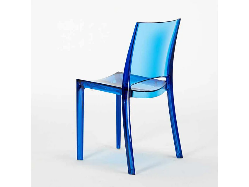 Table Ronde Noire 70x70cm Avec 2 Chaises Colorées Grand Soleil Set Intérieur Bar Café B-Side Ghost - Bleu transparent