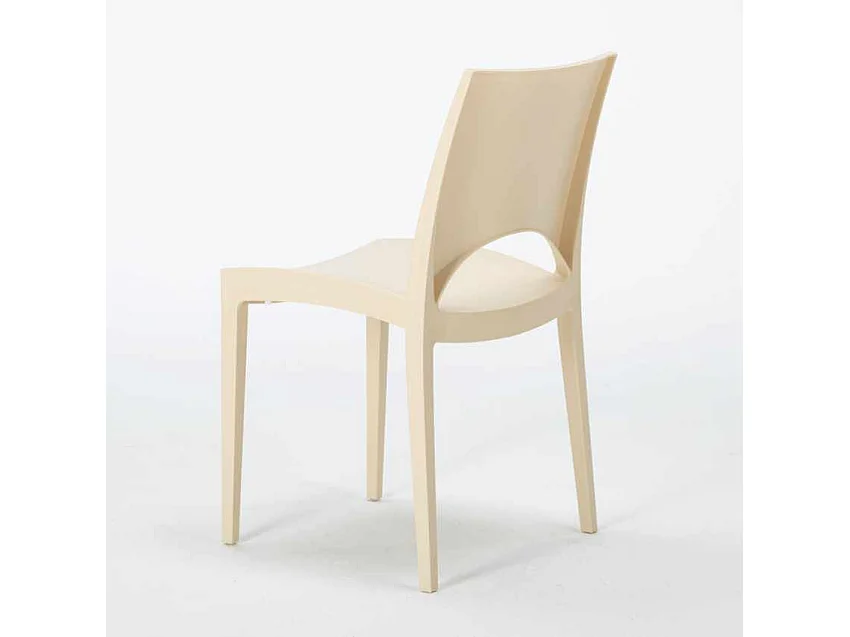 Table Ronde Noire 70x70cm Avec 2 Chaises Colorées Grand Soleil Set Intérieur Bar Café Paris Cosmopolitan - Beige