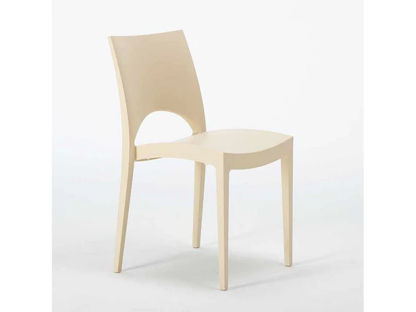 Table Ronde Noire 70x70cm Avec 2 Chaises Colorées Grand Soleil Set Intérieur Bar Café Paris Cosmopolitan - Beige
