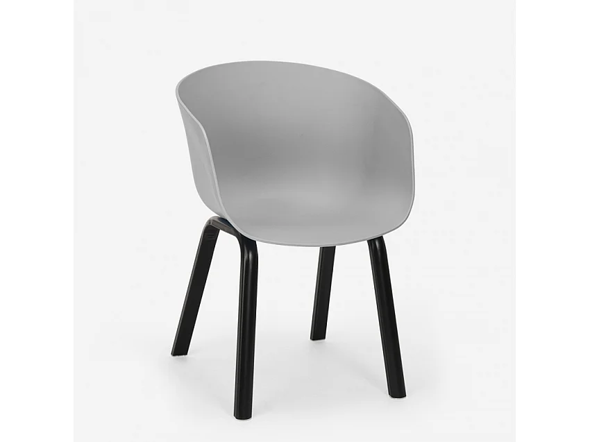Juego 4 sillas polipropileno metal mesa 80 x 80 cm cuadrada Krust Light - Gris