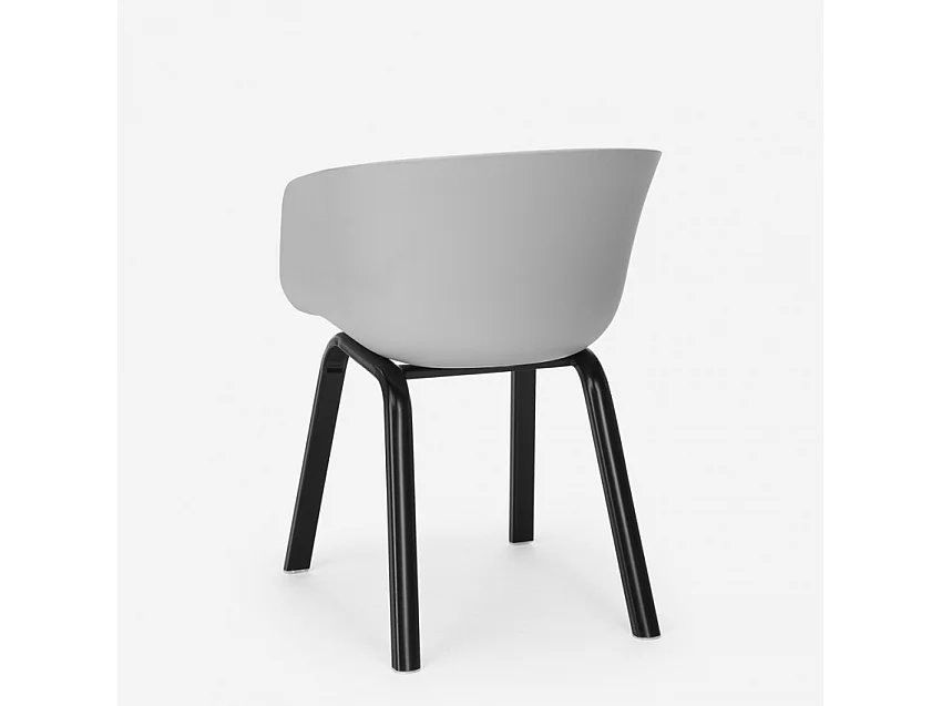 Juego 4 sillas polipropileno metal mesa 80 x 80 cm cuadrada Krust Light - Gris