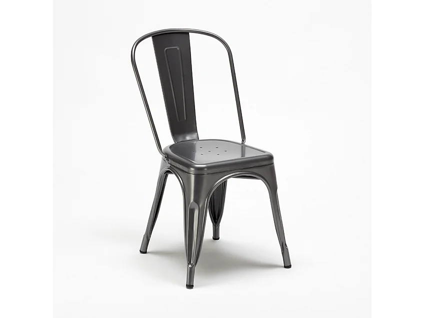 juego de mesa de madera con sillas de metal tribeca estilo industrial - Gris