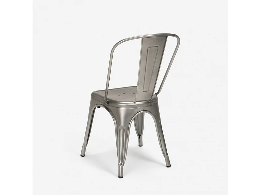 juego 4 sillas industrial estilo mesa metal 80 x 80 cm blanco state white - Silver