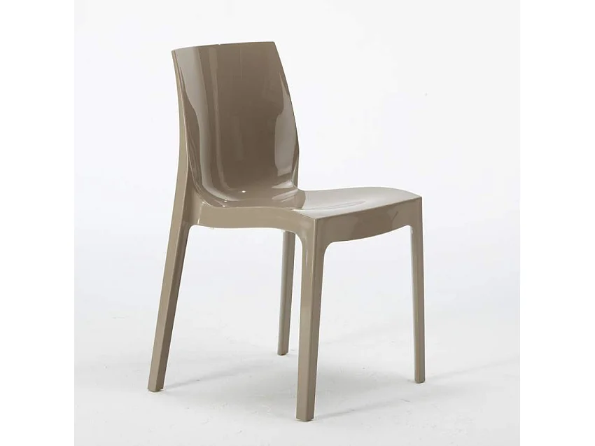 Table Carrée Noire 70x70cm Avec 2 Chaises Colorées Grand Soleil Set Intérieur Bar Café Ice Mojito - Beige