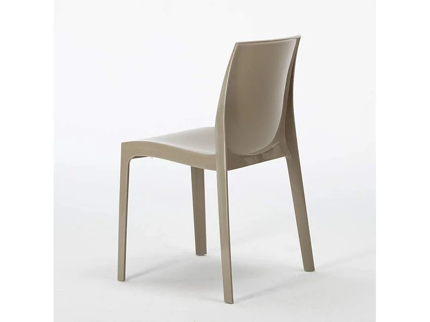Table Carrée Noire 70x70cm Avec 2 Chaises Colorées Grand Soleil Set Intérieur Bar Café Ice Mojito - Beige