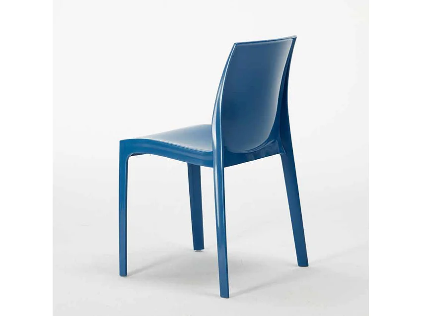 Table Ronde Noire 70x70cm Avec 2 Chaises Colorées Grand Soleil Set Intérieur Bar Café Ice Cosmopolitan - Bleu