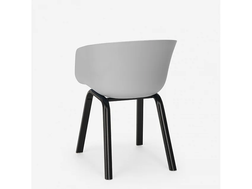 juego mesa comedor cuadrada 80 x 80 cm 4 sillas diseño moderno krust - Gris