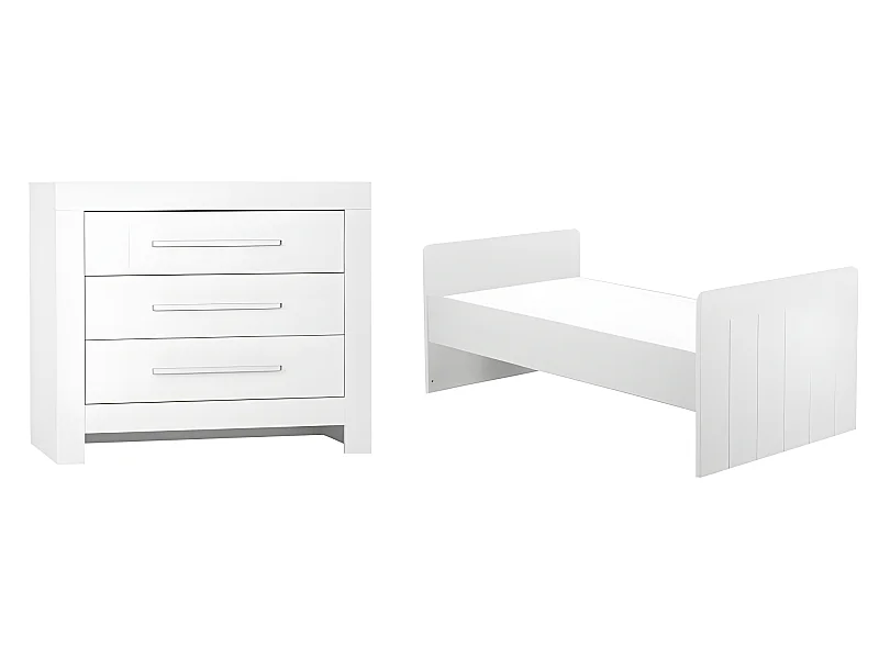Lit bébé évolutif et Commode à langer Calmo Blanc