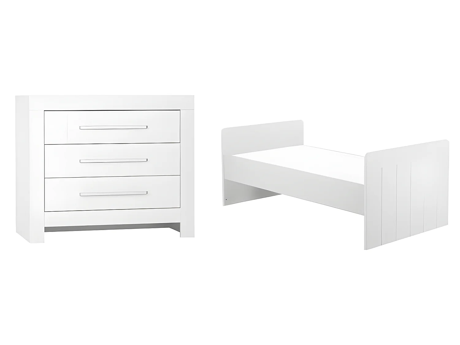 Lit bébé évolutif et Commode à langer Calmo Blanc