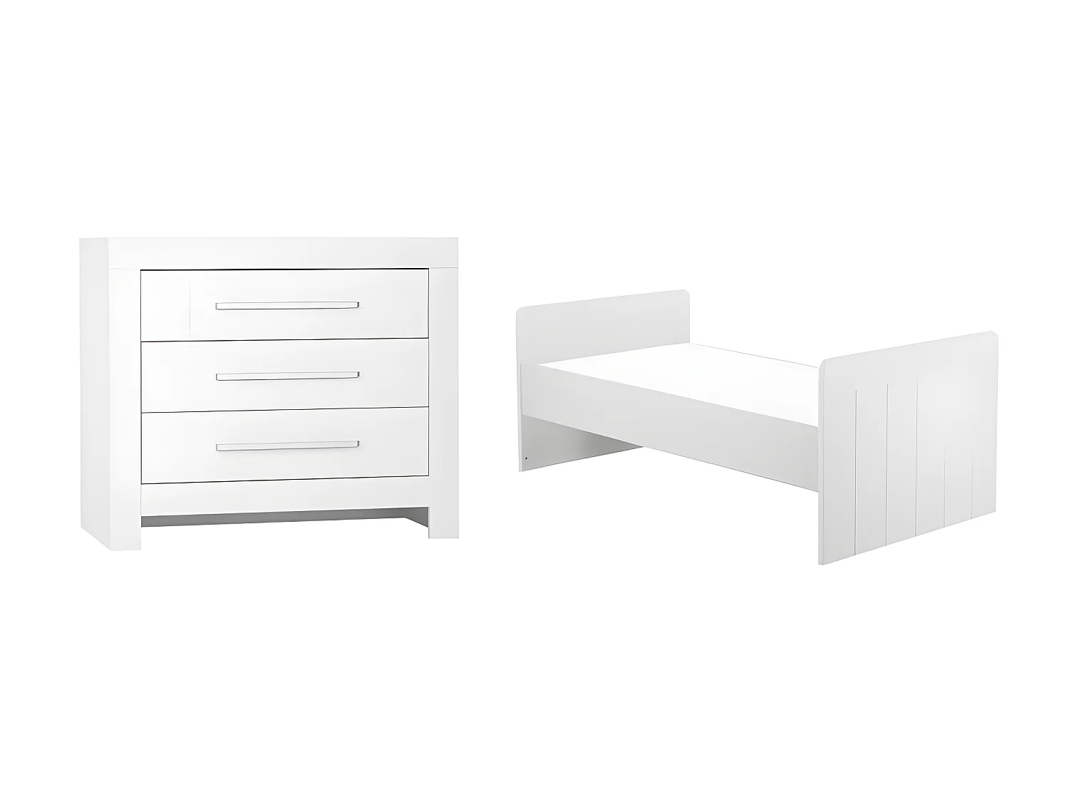 Lit bébé évolutif et Commode à langer Calmo Blanc