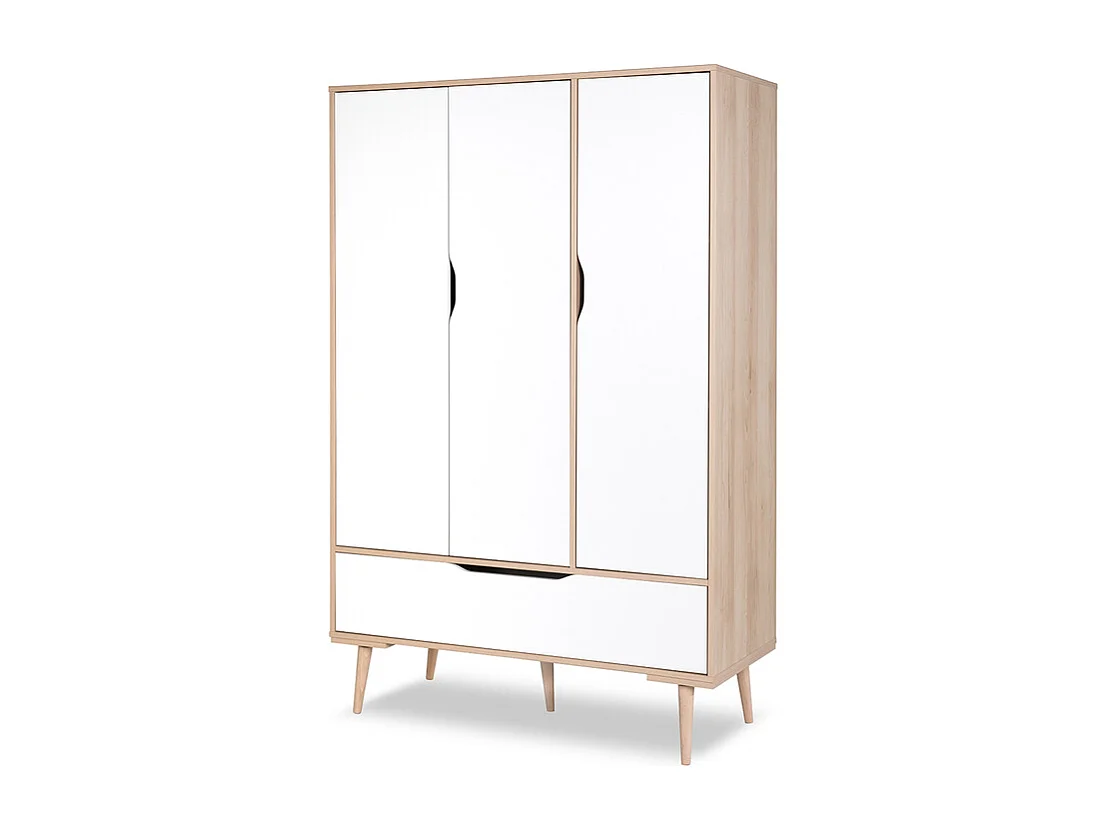 Chambre complète lit bébé - commode à langer - armoire 3 portes LittleSky by Klups Sofie Hêtre et blanc