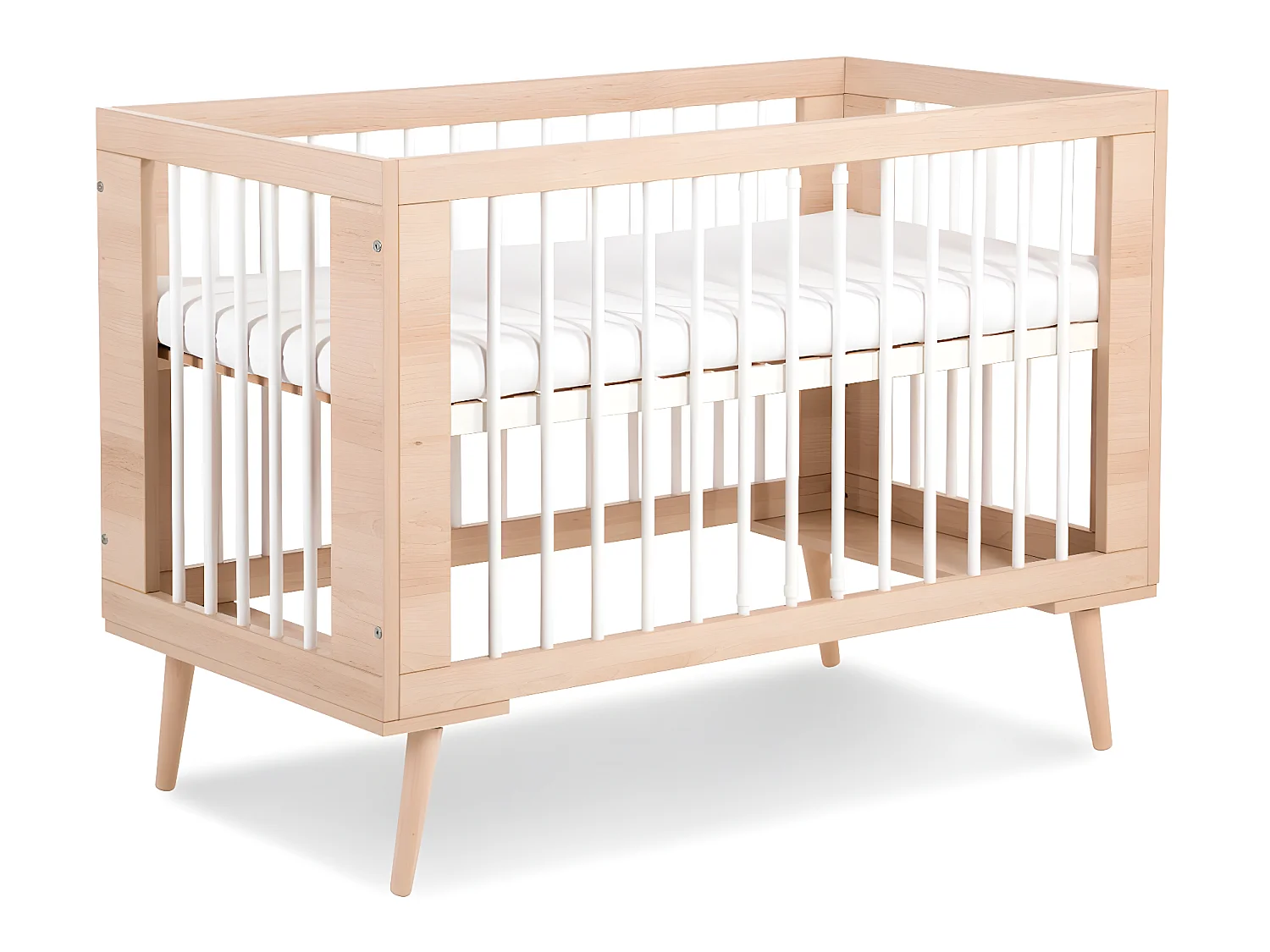 Chambre complète lit bébé - commode à langer - armoire 3 portes LittleSky by Klups Sofie Hêtre et blanc