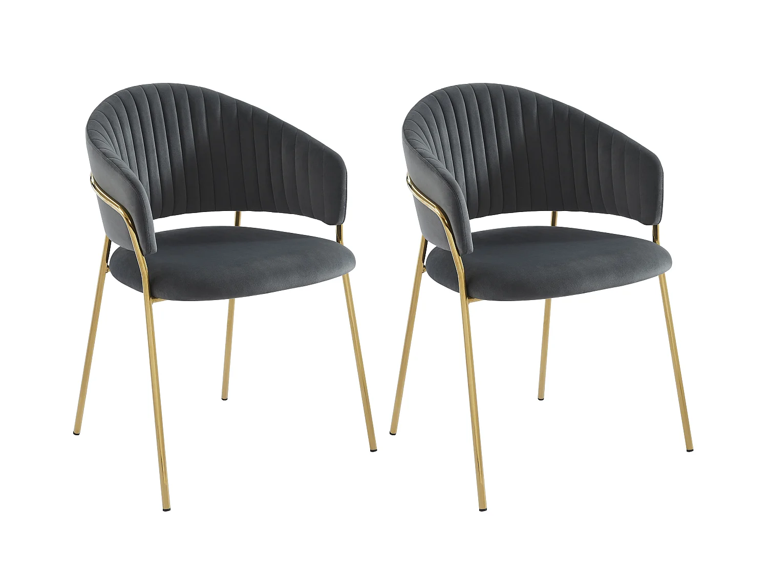 Stuhl 2er-Set - Samt & goldfarbenes Metall - Grau - MADOLIA von Pascal MORABITO
