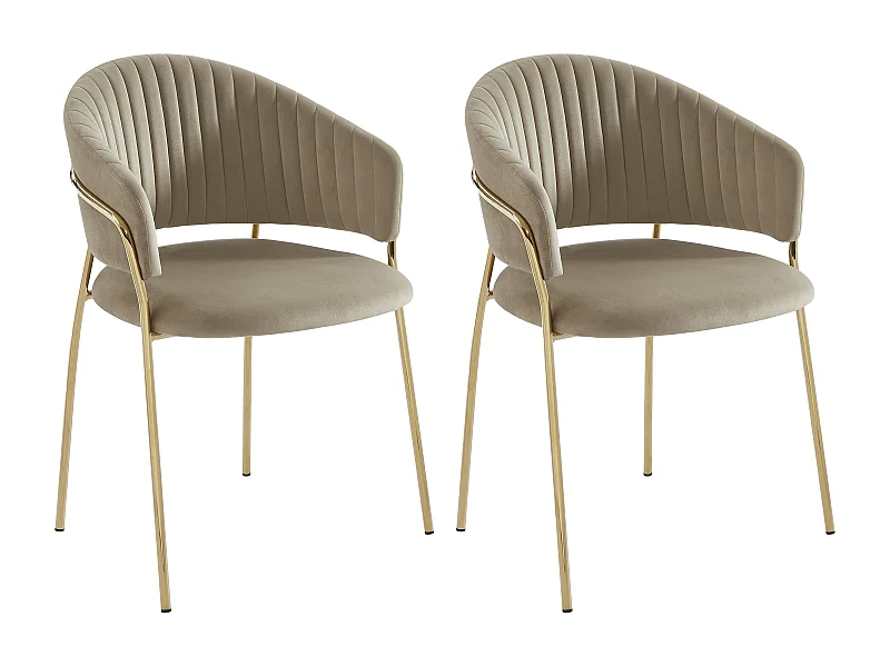 Set van 2 stoelen van verlours en goudkleurig metaal - Beige - MADOLIA - van Pascal Morabito