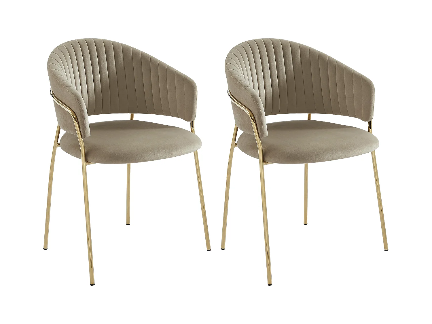 Lote de 2 sillas de terciopelo y metal dorado - Beige - MADOLIA de Pascal MORABITO