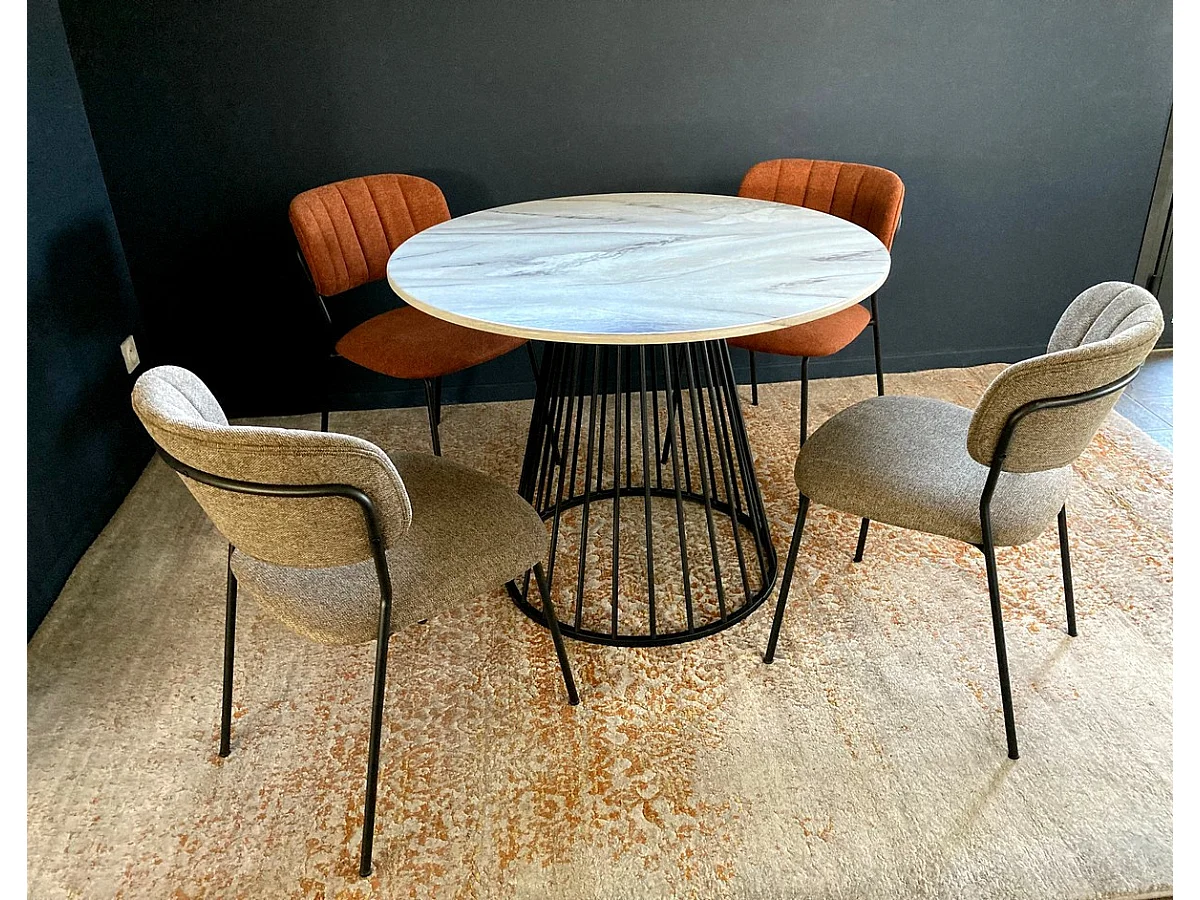 BELLAGIO - 2 Chaises de repas en tissu taupe