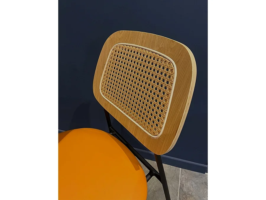 MEMPHIS - Lot de 2 Chaises en simili cuir orange design