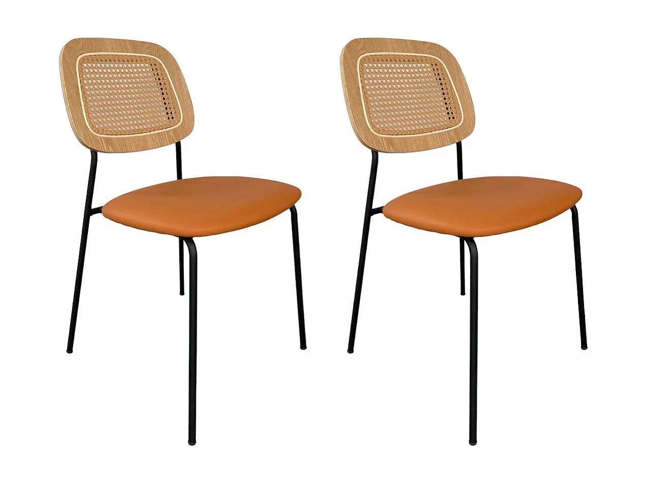 MEMPHIS - Lot de 2 Chaises en simili cuir orange design