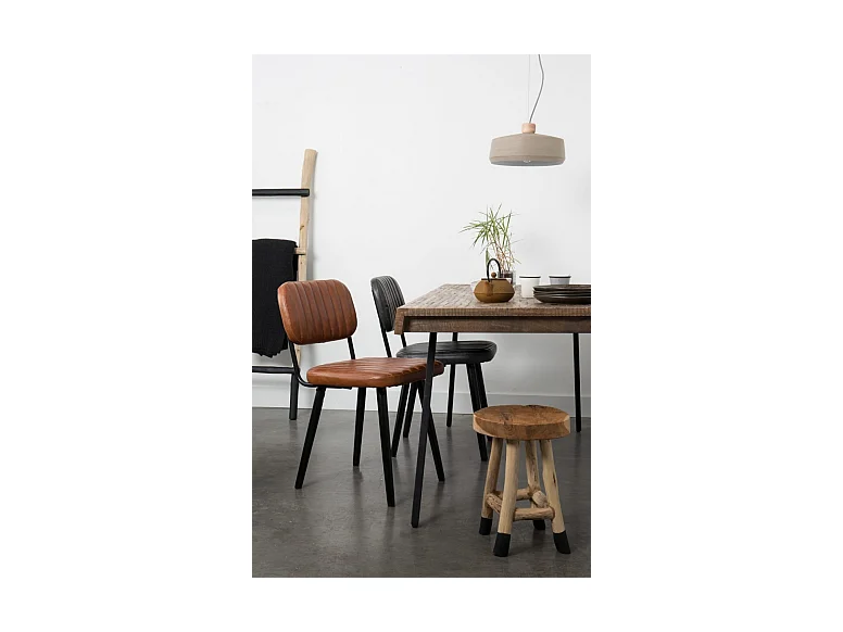 JEKA - Chaise de repas en simili cuir brun