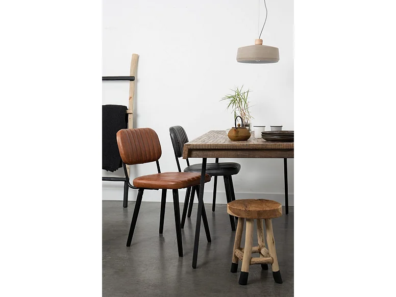 JEKA - Chaise de repas en simili cuir brun