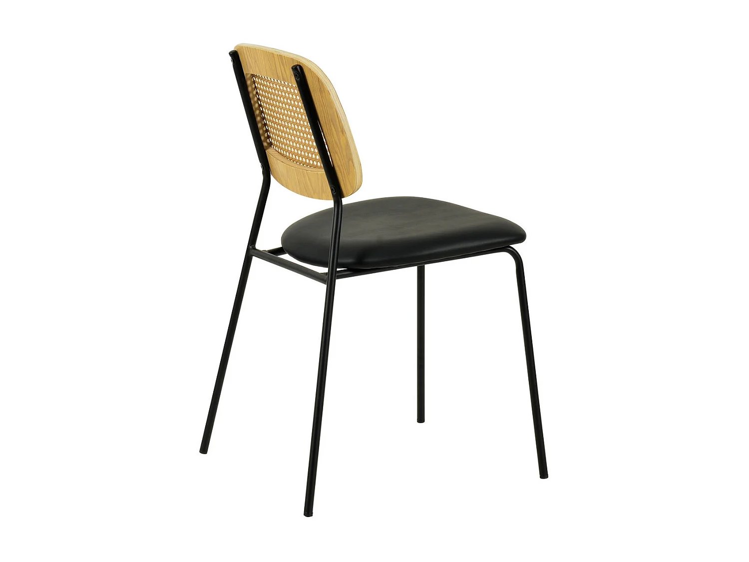 MEMPHIS - Lot de 2 Chaises de repas en simili cuir et cannage noir