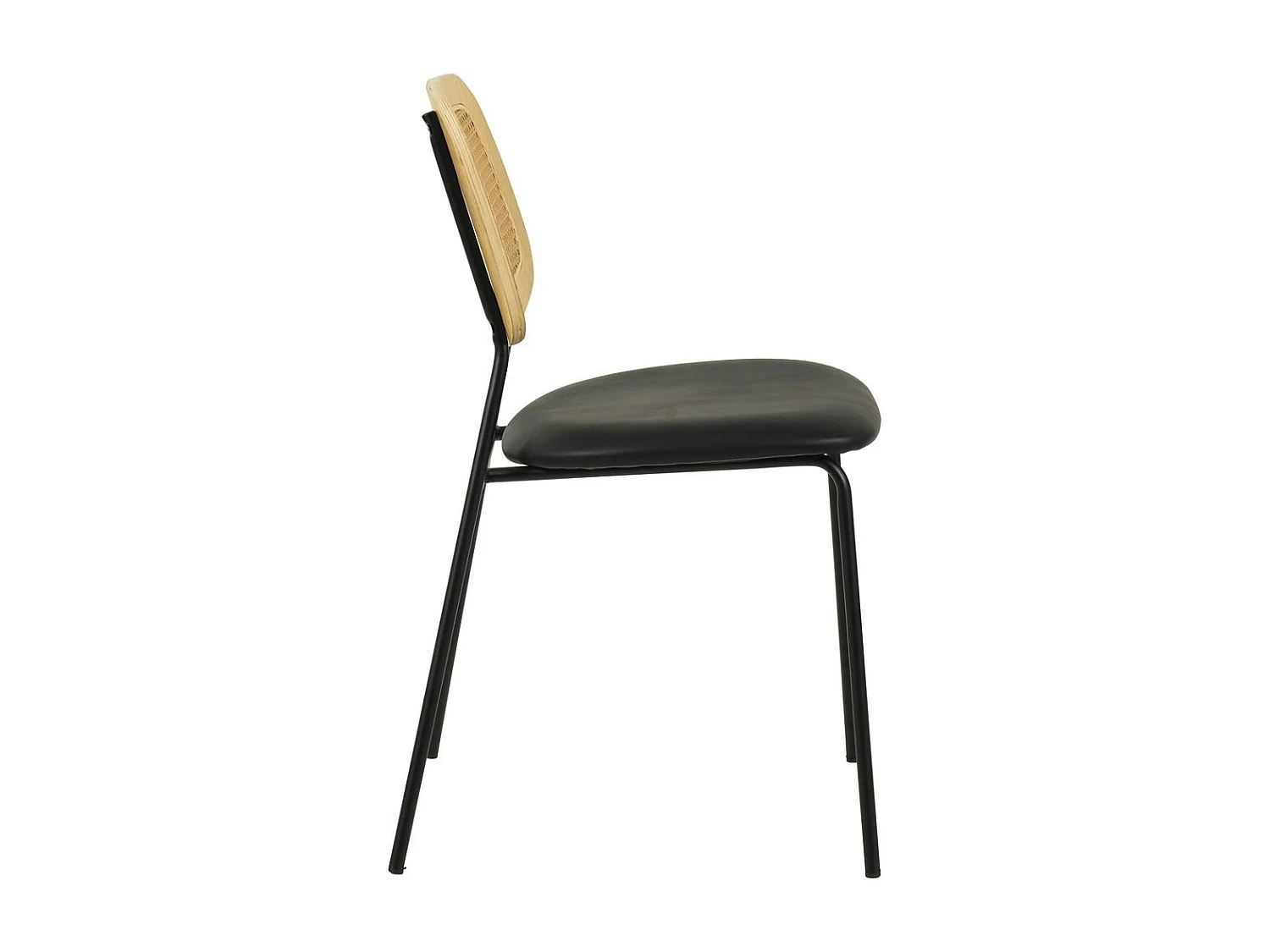 MEMPHIS - Lot de 2 Chaises de repas en simili cuir et cannage noir