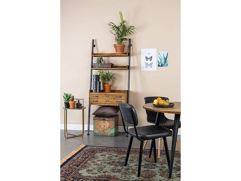 JEKA - Chaise de repas en simili cuir noir vintage