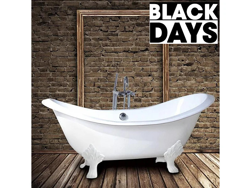 Baignoire sur pieds en fonte KINGSTON Blanche 182 cm Pieds blancs