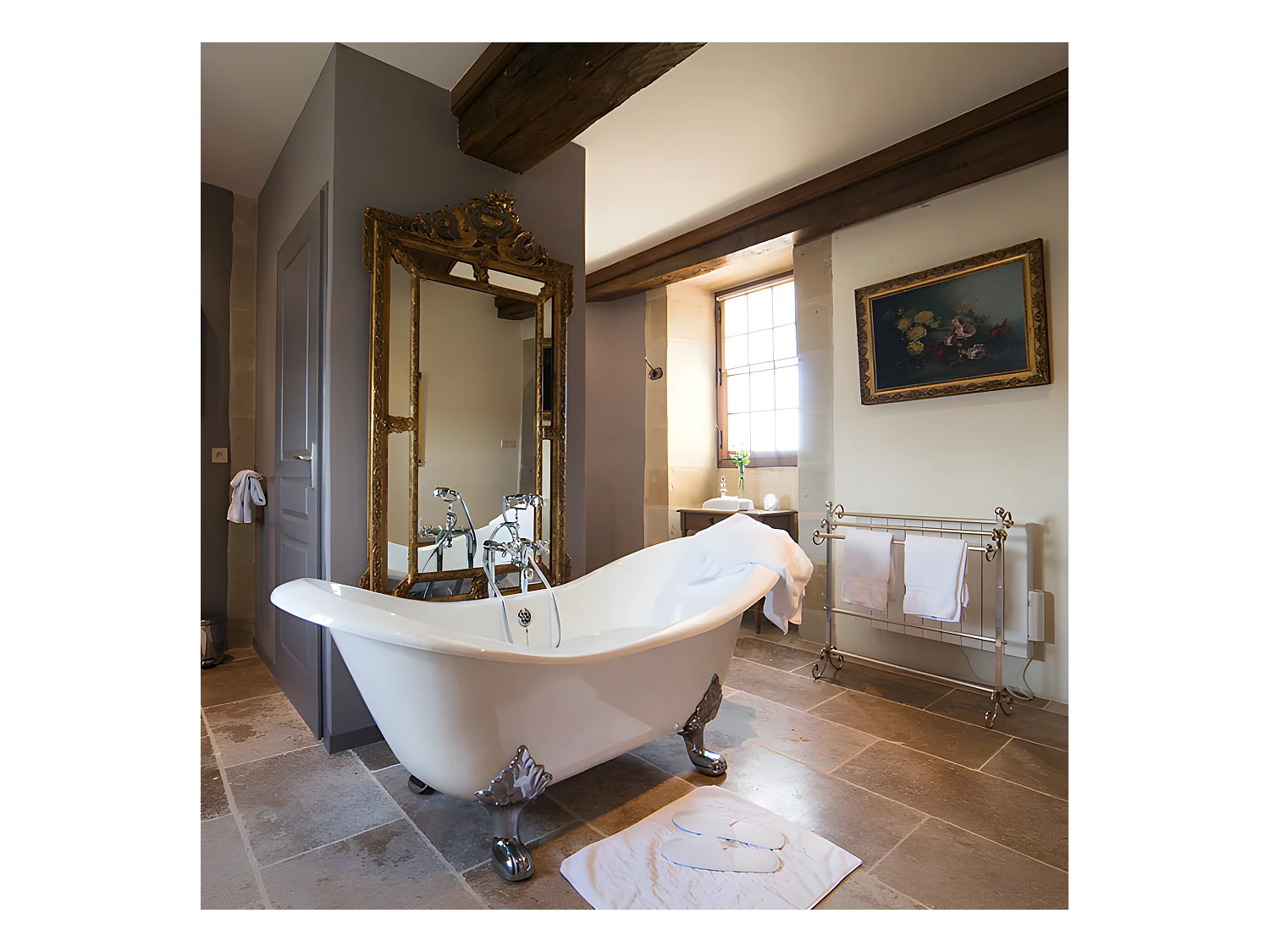 Baignoire sur pieds en fonte KINGSTON Blanche 182 cm Pieds blancs
