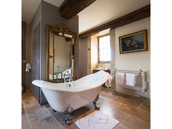 Baignoire sur pieds en fonte KINGSTON Blanche 182 cm Pieds dorés