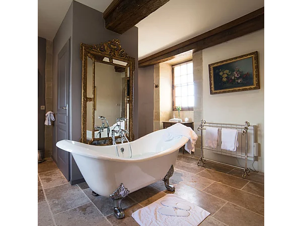 Baignoire sur pieds en fonte KINGSTON Blanche 182 cm Pieds dorés