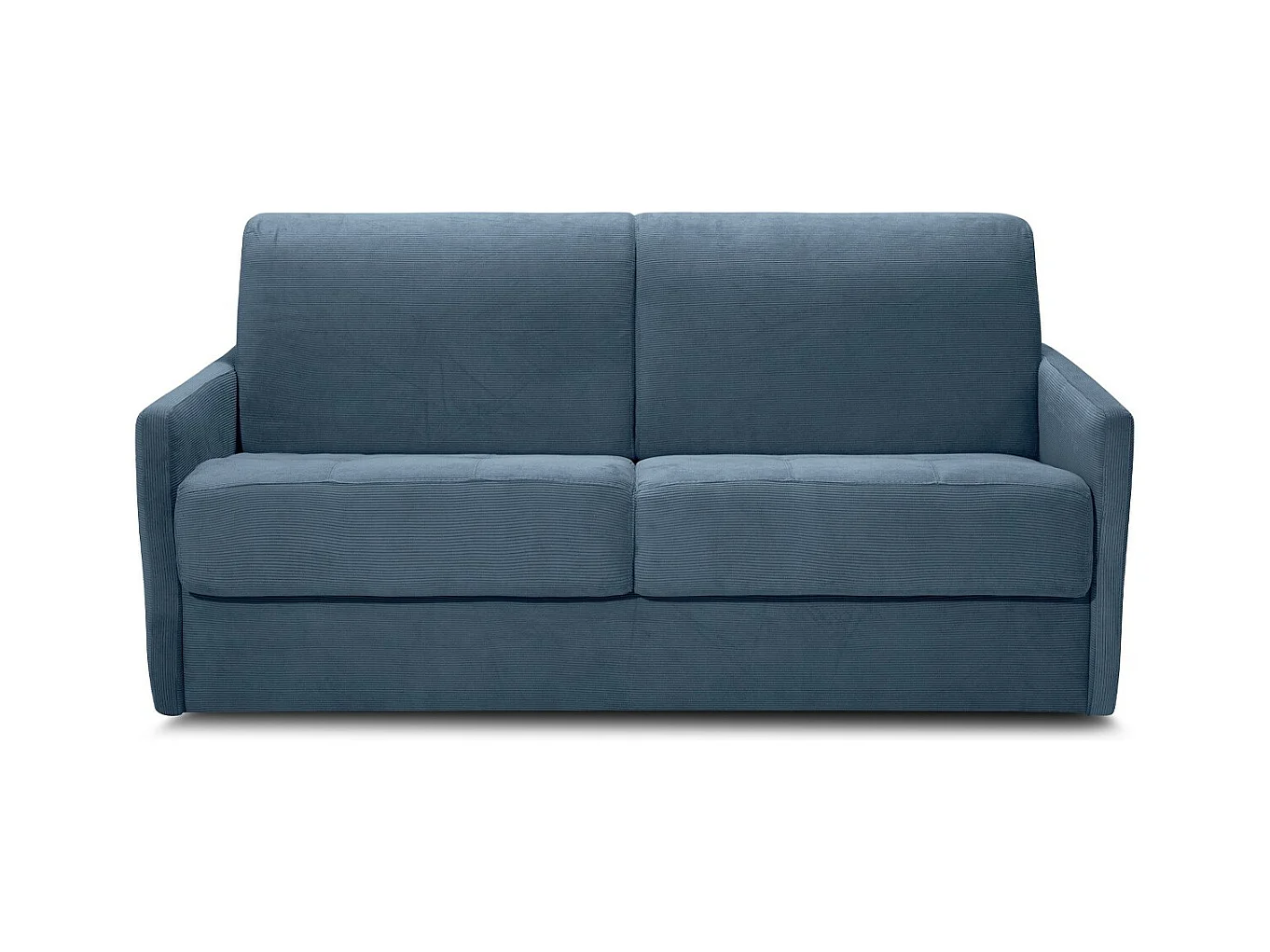 Canapé convertible 3 places en velours fines côtes bleu - Ouverture express - Couchage quotidien - Matelas HD 140 x 190 - Sienne