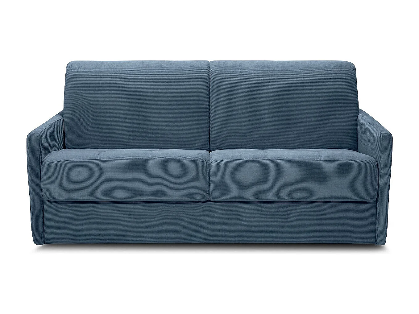 Canapé convertible 3 places en velours fines côtes bleu - Ouverture express - Couchage quotidien - Matelas HD 140 x 190 - Sienne