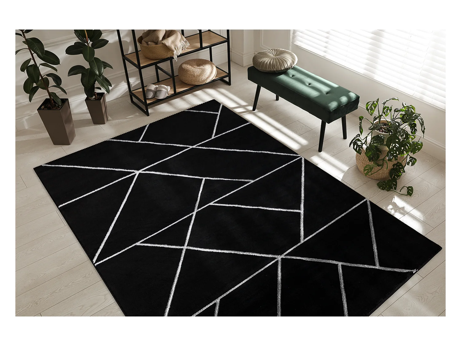 Tapis EMERALD exclusif 7543 glamour, élégant géométrique noir / ar 140x190 cm