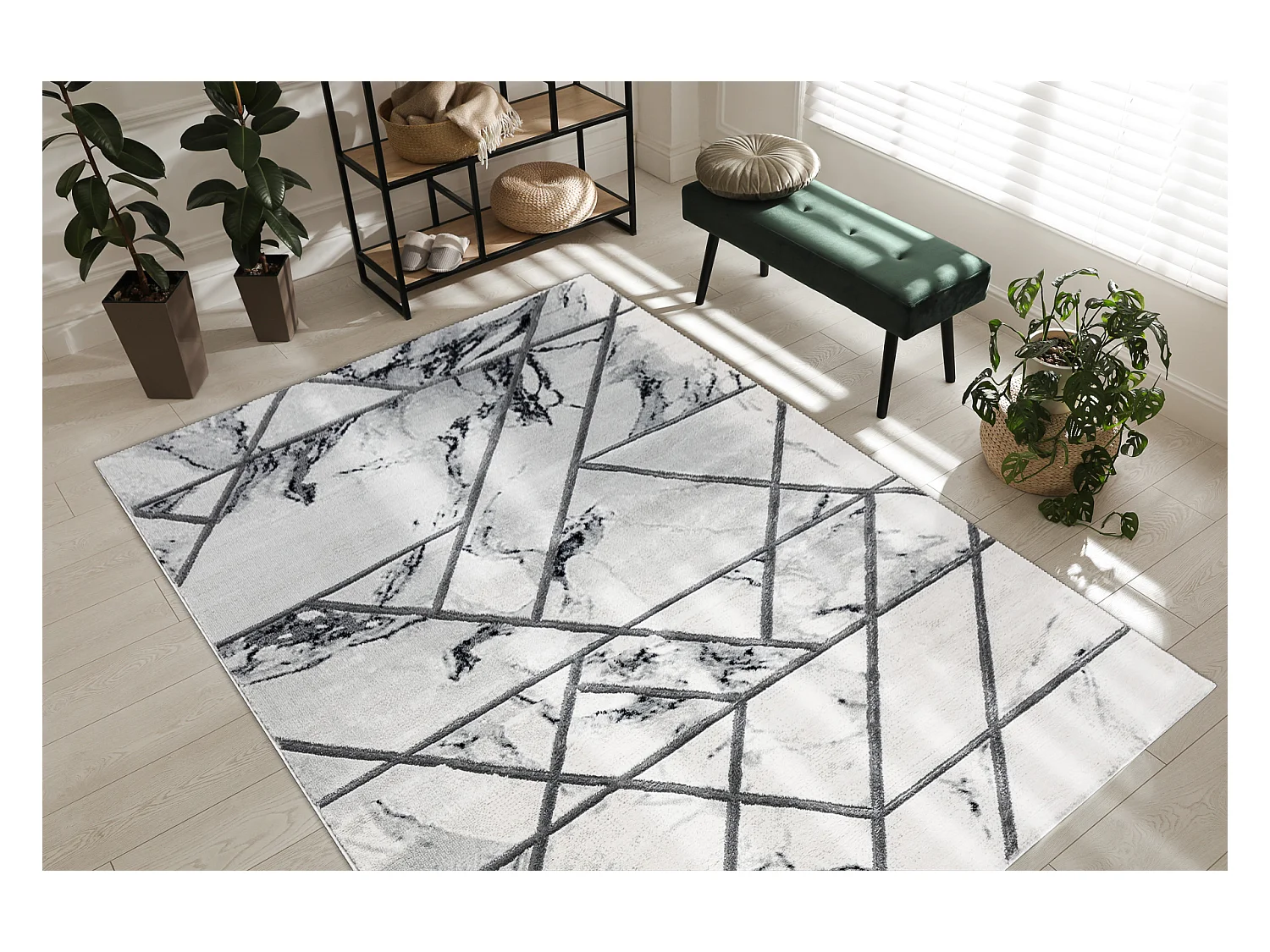 Tapijt EMERALD exclusief 0085 glamour, stijlvol marmer, geometrisch wi 160x220 cm