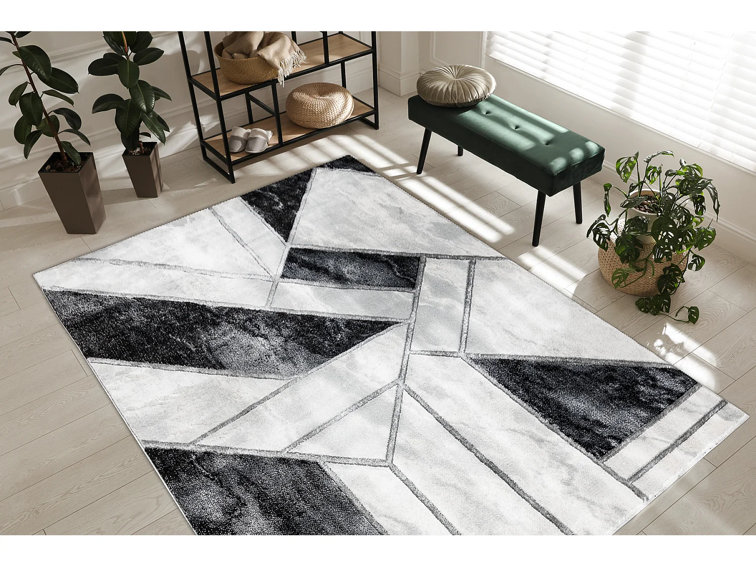 Tapis EMERALD exclusif 81953 glamour, élégant marbre, géométrique  200x290 cm