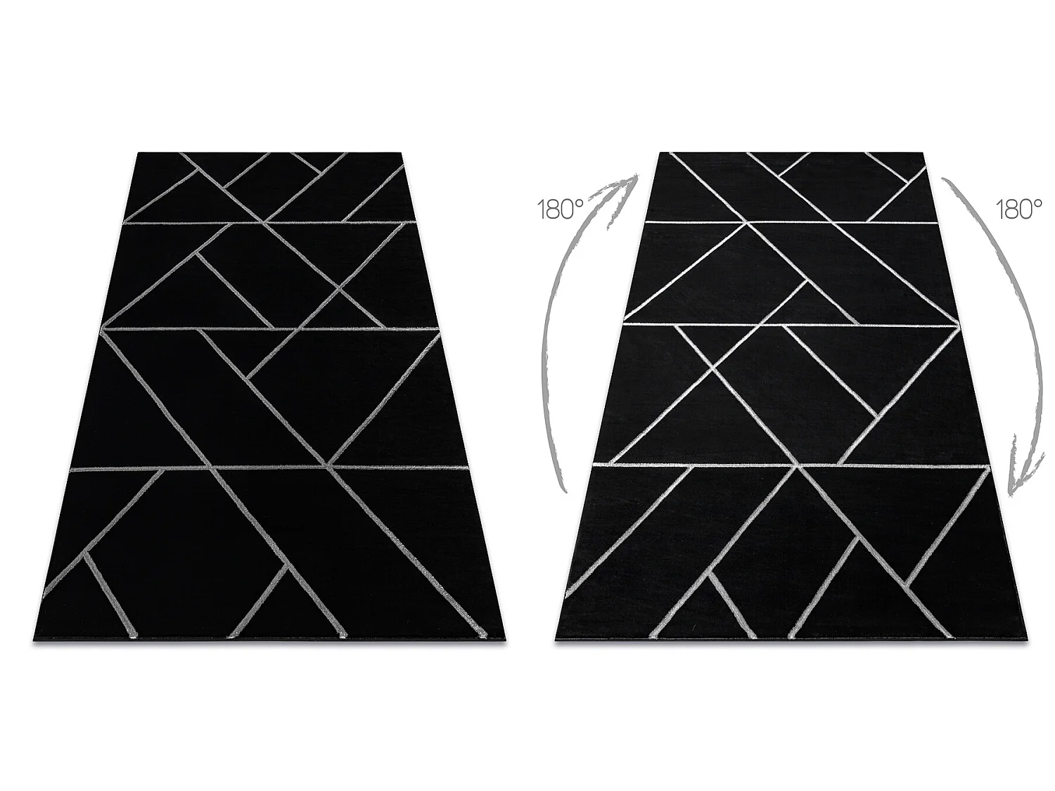 Tapijt EMERALD exclusief 7543 glamour, stijlvol geometrisch zwart / zi 180x270 cm