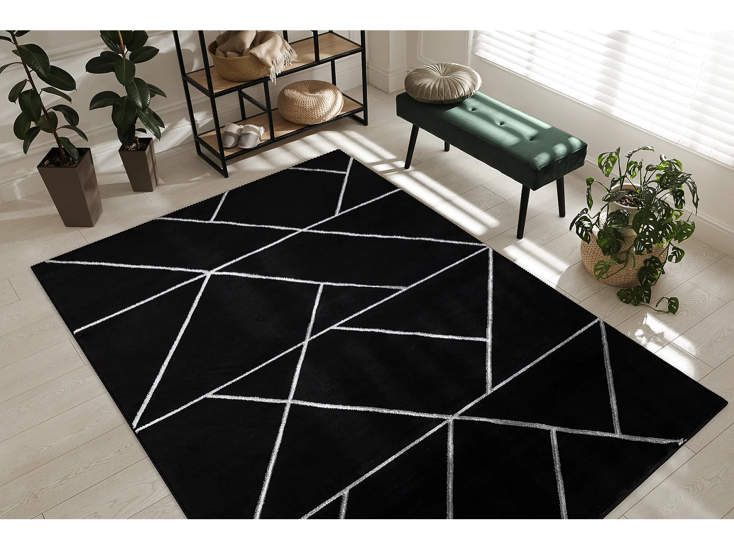 Tapijt EMERALD exclusief 7543 glamour, stijlvol geometrisch zwart / zi 180x270 cm